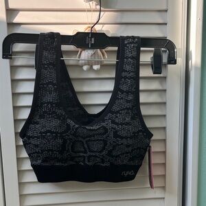 NWT RYKA Charcoal and Black Sports Bra, size Small, supportive, quick dry